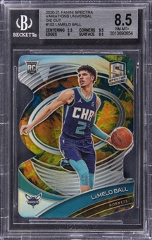 2020-21 Panini Spectra Universal Die-Cut Prizm #102 Lamelo Ball Rookie Card (#3/8) - BGS NM-MT+ 8.5